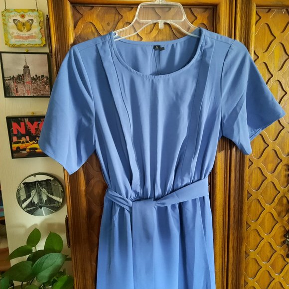 Cornflower Blue Split Hem Maternity Nursing Maxi Dress - NWT, Size S - Picture 3 of 16